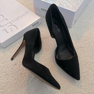 Topshop black suede stilettoo 4+” heels women size 8.5 39
